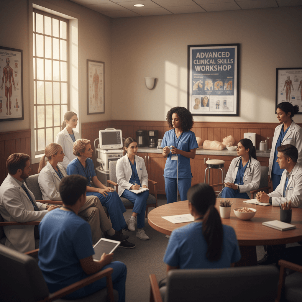 Healthcare team participating in First Aid certification training