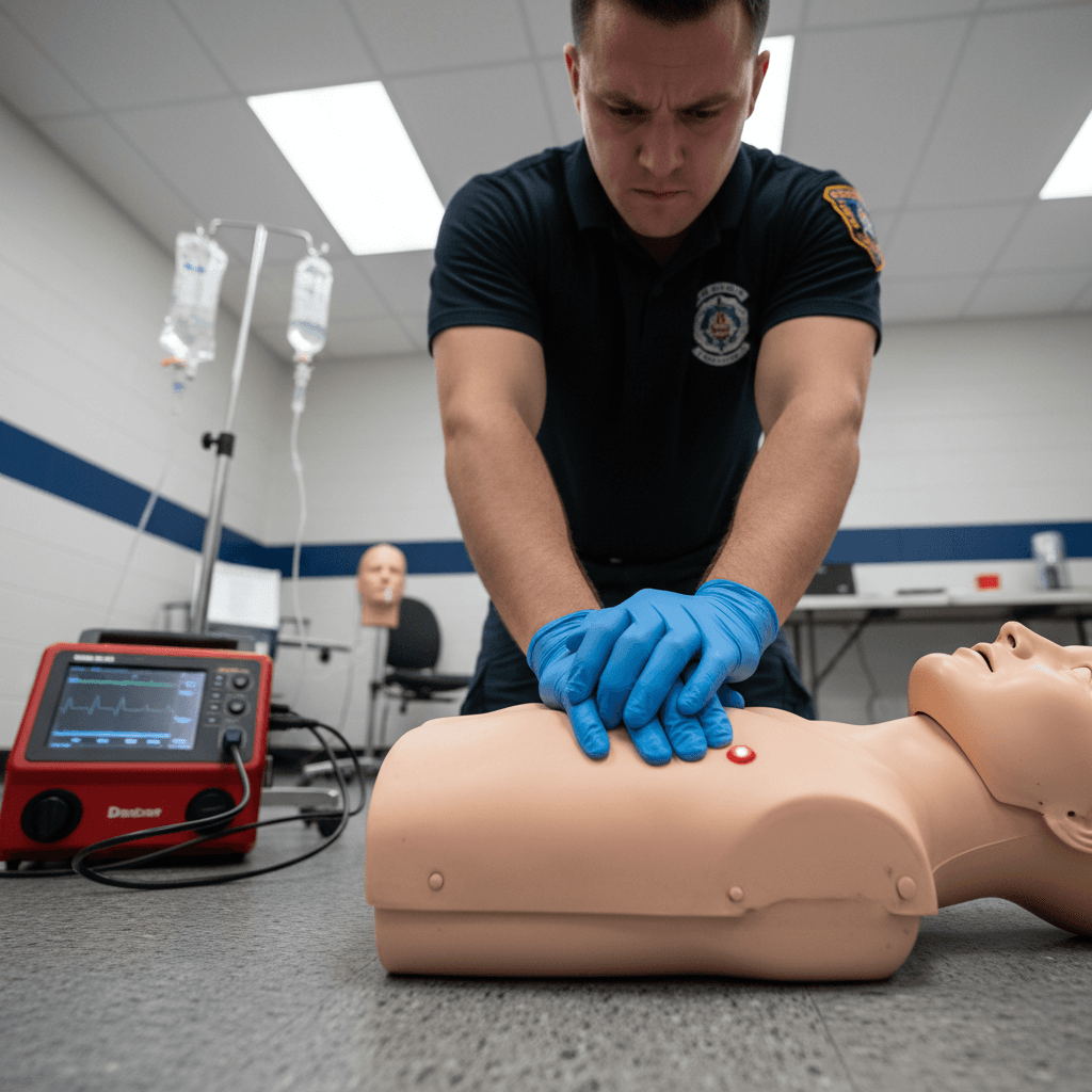 Healthcare team with AED training